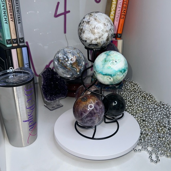 Black Multi-Sphere Tower Holder Crystals Rocks Precious Gem Spheres Price for 1 - Picture 4 of 11